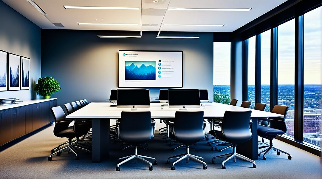Modern conference room set up for a coaching training session